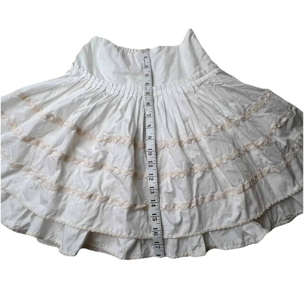 The Children's Place Girls White Beige Cotton Tiered Ruffle RicRac Trim Skirt  8